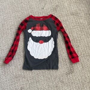 Kids Santa Long Sleeve Shirt Plaid Gingham Size 12 Boys